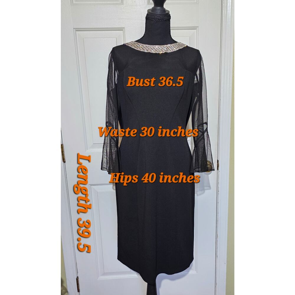Alex Evenings Size 8 Black Rhinestone Beaded Neck Mesh  Cocktail Dress - Picture 2 of 6